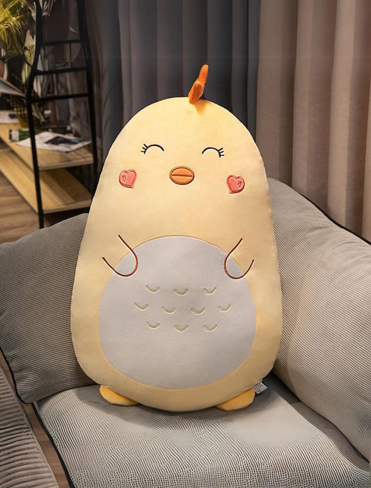 Coussin peluche poulet