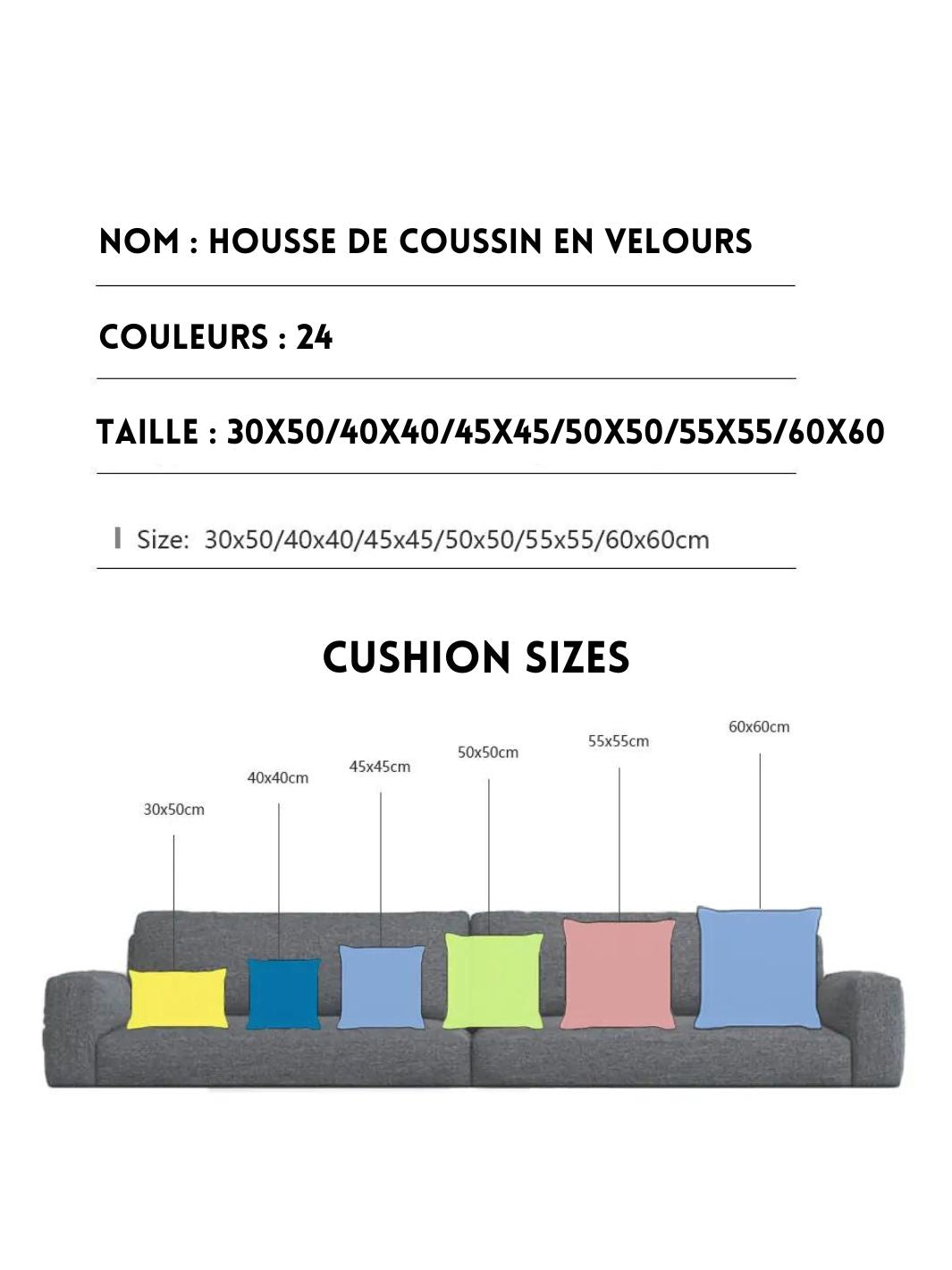 Housse de coussin velours jaune