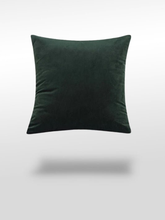 Housse de coussin velours vert foncé