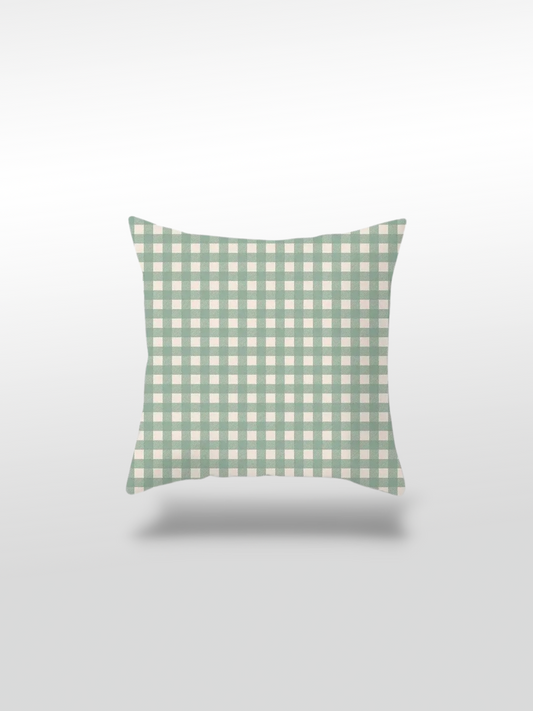 Housse de coussin vert | motif carreaux