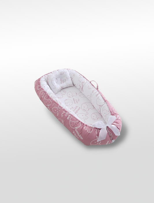 Coussin de couchage pour bébés | motif éléphant rose